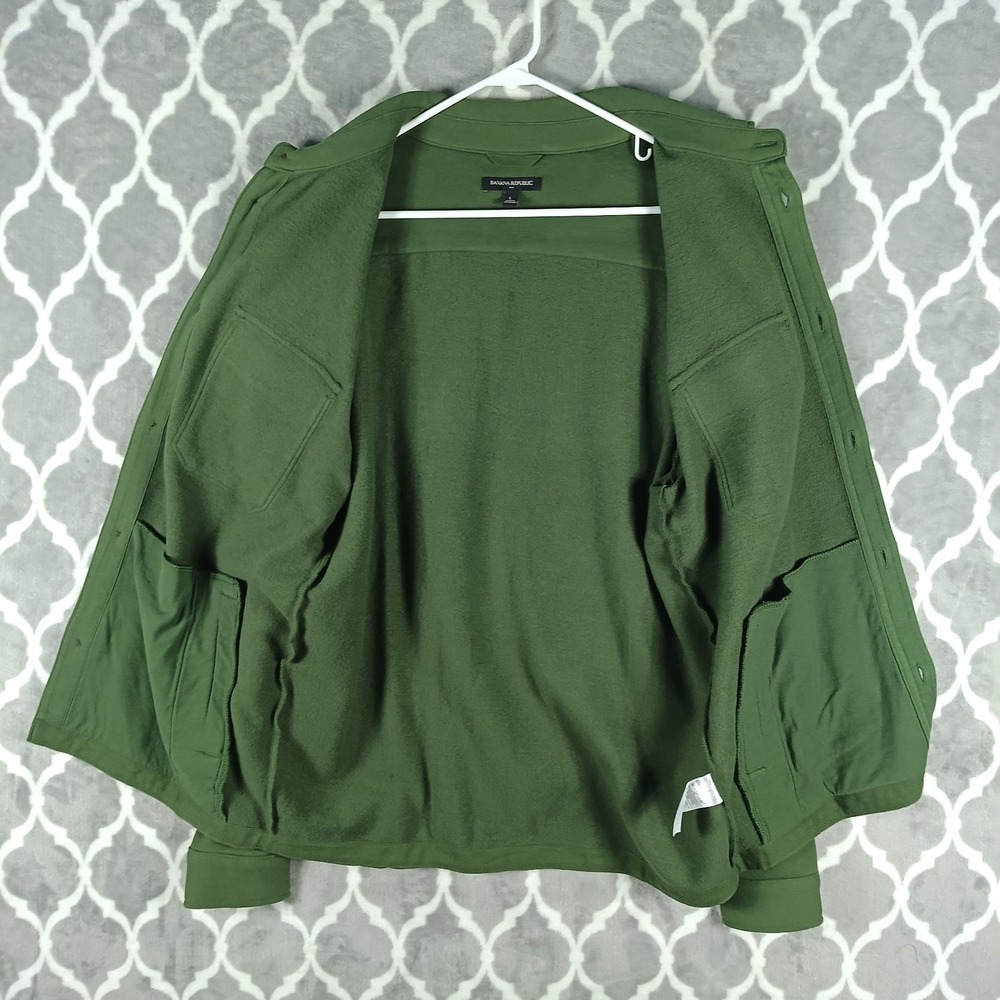 Banana Republic Shacket Men Large‎ Green Shirt Jacket Overshirt Stretch Cotton - Picture 9 of 11